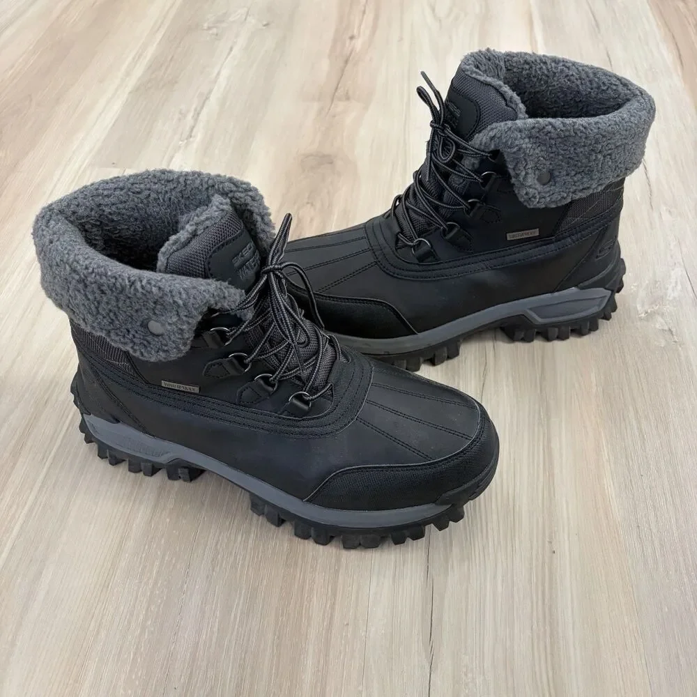 Skechers Mens Trekson Waterproof Boots Sz 12 Air Cooled Memory Foam Black